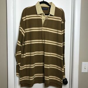 Roundtree & Yorke Long Sleeve Knit Shirt Polo Rugby Mens Striped Cotton XL New